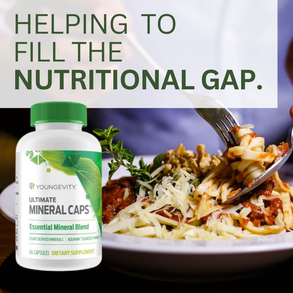 Youngevity Ultimate Mineral Caps™ - 70+ Essential Full Spectrum Trace Minerals - Nutrient-Dense, Derived from Humic & Aquamin Seaweed (64 Capsule) - dailyvitalstore