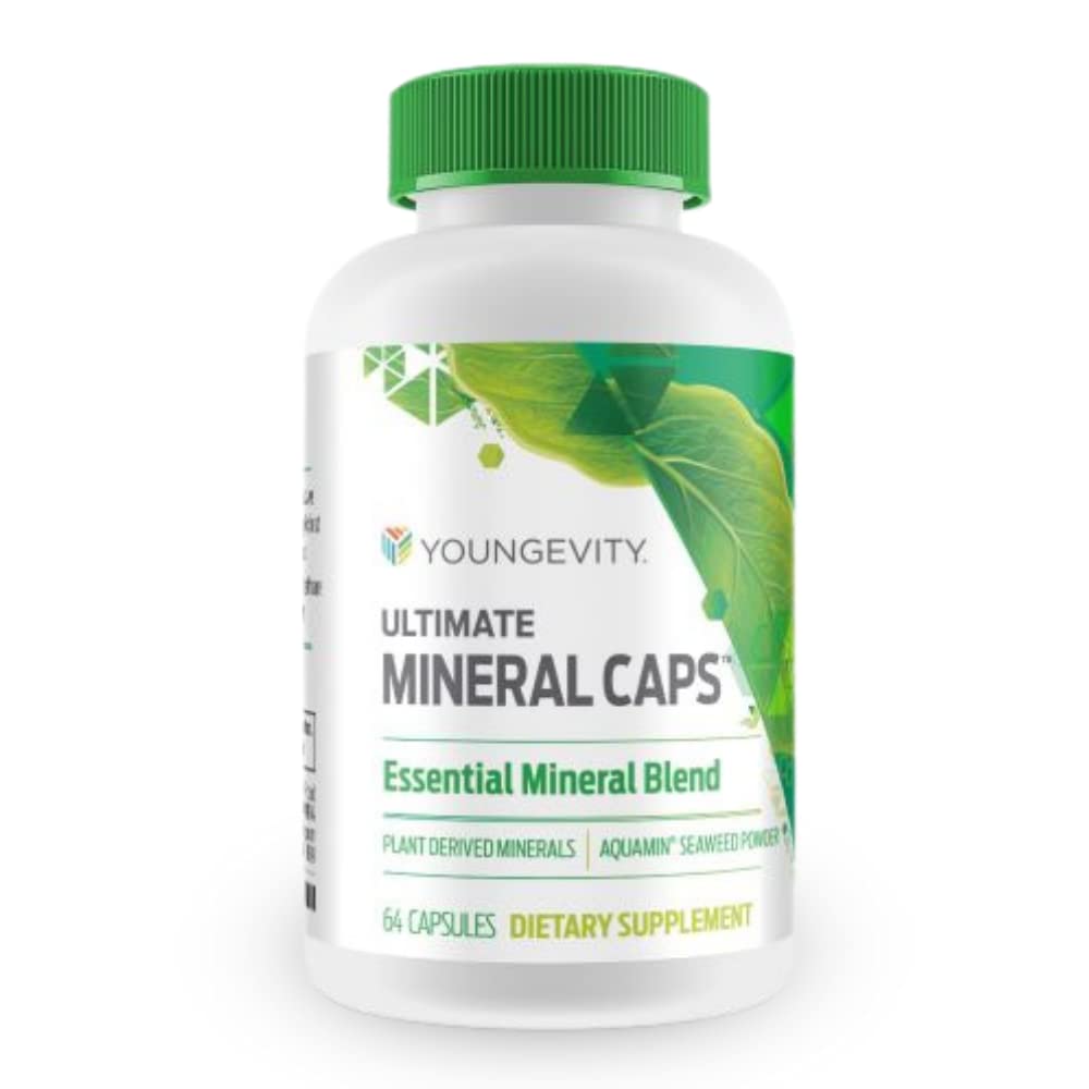 Youngevity Ultimate Mineral Caps™ - 70+ Essential Full Spectrum Trace Minerals - Nutrient-Dense, Derived from Humic & Aquamin Seaweed (64 Capsule) - dailyvitalstore