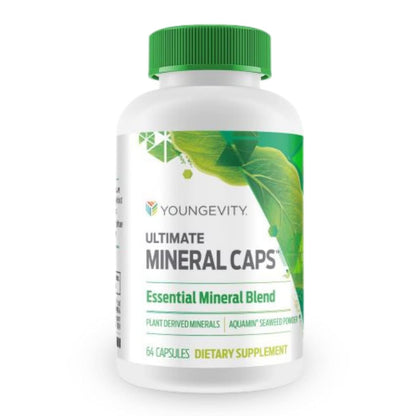 Youngevity Ultimate Mineral Caps™ - 70+ Essential Full Spectrum Trace Minerals - Nutrient-Dense, Derived from Humic & Aquamin Seaweed (64 Capsule) - dailyvitalstore