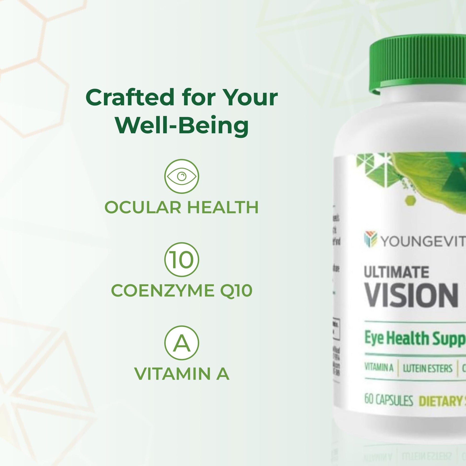 Youngevity Ultimate Vision FX™ - Eye Vitamin & Mineral Supplement Blend - Lutein, CoQ10, Vitamins A, C, E, Zinc, Chromium, Selenium for Eye Health (60 Capsules) - dailyvitalstore