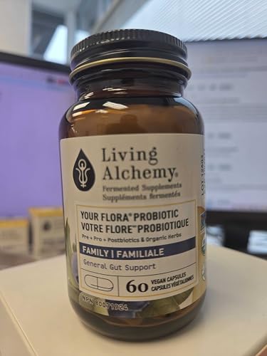 Your Flora Probiotic Family – Non-GMO Probiotics with Fermented Soybean, Banana, & Blueberry for Digestion & Gut Support – Prebiotics, Postbiotics, Digestive Enzymes – Living Alchemy, 60 Capsules - dailyvitalstore