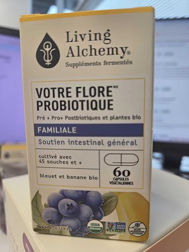 Your Flora Probiotic Family – Non-GMO Probiotics with Fermented Soybean, Banana, & Blueberry for Digestion & Gut Support – Prebiotics, Postbiotics, Digestive Enzymes – Living Alchemy, 60 Capsules - dailyvitalstore