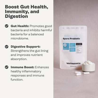 Youth & Earth Spore Probiotics 4 Billion CFU Count - Probiotics for Gut Health & Immune Support | Gut Health Supplements for Digestive Health | 60 Capsules - dailyvitalstore