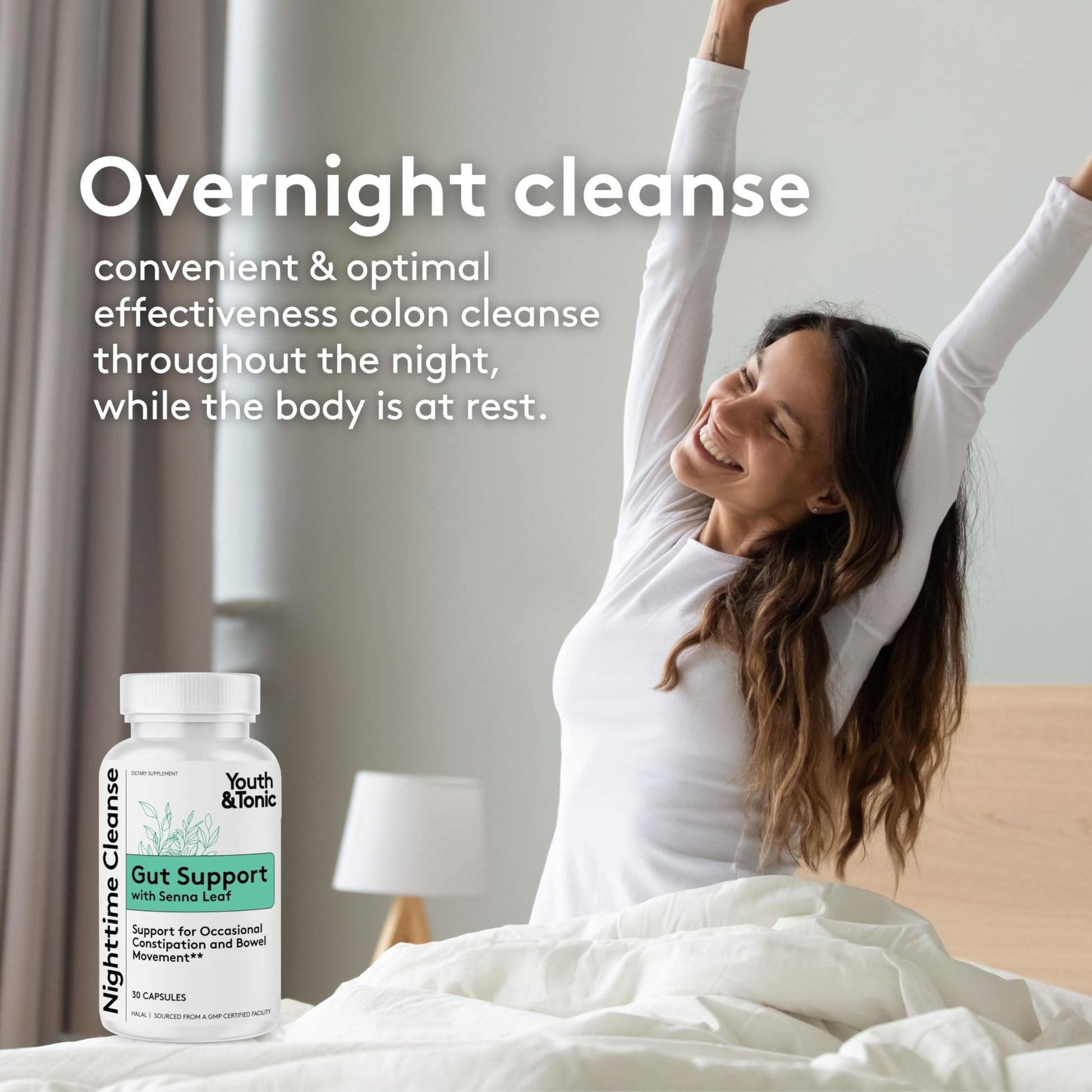 Youth & Tonic Overnight Intestinal Cleanse Supplement for Occasional Constipation Relief, Gut & Colon Cleanse Detox with Senna Leaf, Psyllium Husk Powder - dailyvitalstore
