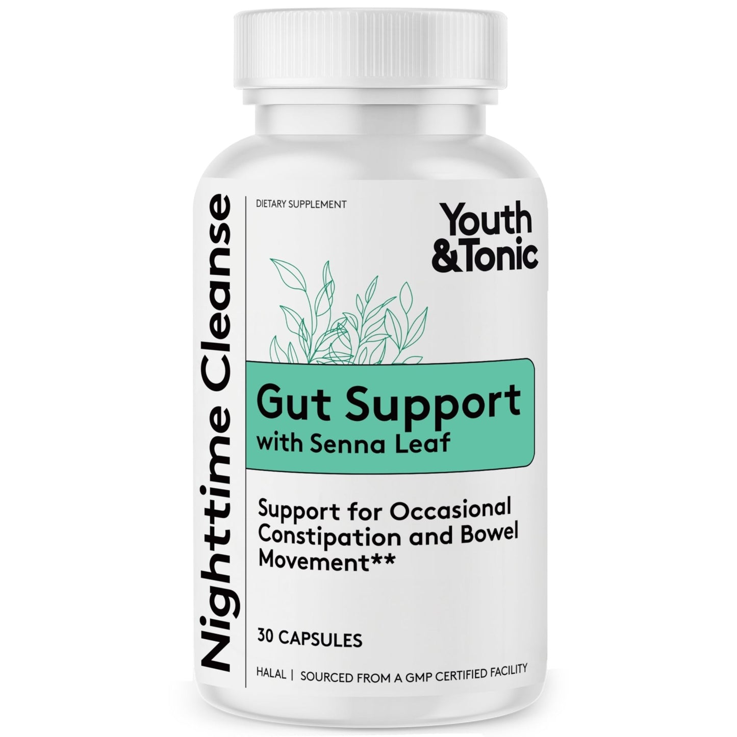 Youth & Tonic Overnight Intestinal Cleanse Supplement for Occasional Constipation Relief, Gut & Colon Cleanse Detox with Senna Leaf, Psyllium Husk Powder - dailyvitalstore