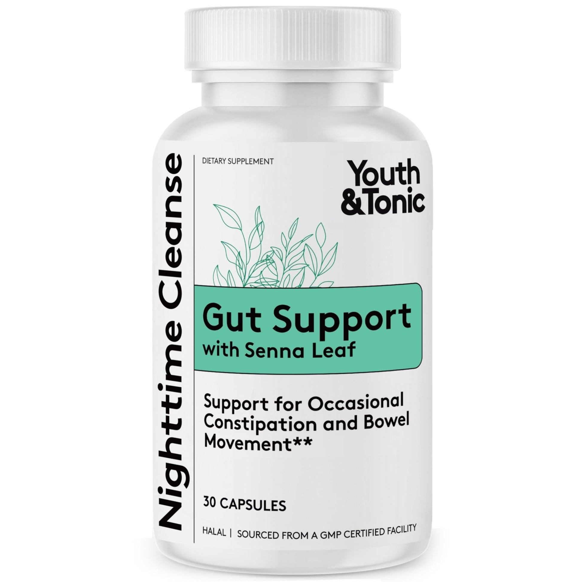 Youth & Tonic Overnight Intestinal Cleanse Supplement for Occasional Constipation Relief, Gut & Colon Cleanse Detox with Senna Leaf, Psyllium Husk Powder - dailyvitalstore