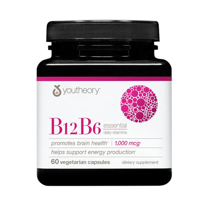 Youtheory B12B6 - Vitamin B12 & B6 - Supports Mood, Nervous System & Metabolism* - Aids Memory & Stress Management* - dailyvitalstore