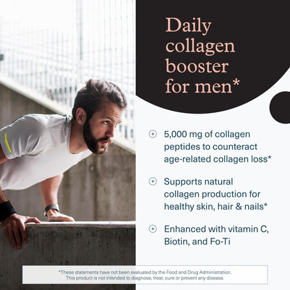 Youtheory Men’s Collagen - 5,000 mg Hydrolyzed Collagen Peptides - with Amino Acids, Vitamin C, & Natural Ingredients - Supports Joint, Muscle, Hair & Nail Health - dailyvitalstore