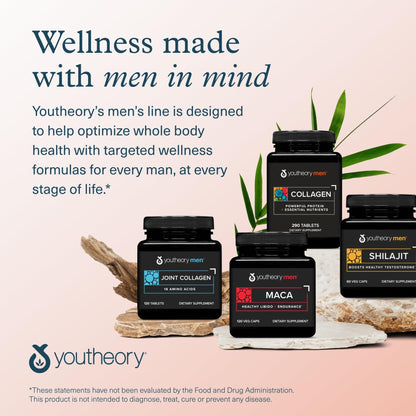 Youtheory Men’s Collagen - 5,000 mg Hydrolyzed Collagen Peptides - with Amino Acids, Vitamin C, & Natural Ingredients - Supports Joint, Muscle, Hair & Nail Health - dailyvitalstore