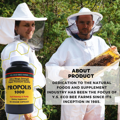 Y.S. Organic Bee Farms Propolis-Raw Unprocessed 1000mg - Your Gateway to Wellness - 90 Capsules with Bonus worldwidenutrition Multi Purpose Key Chain - dailyvitalstore
