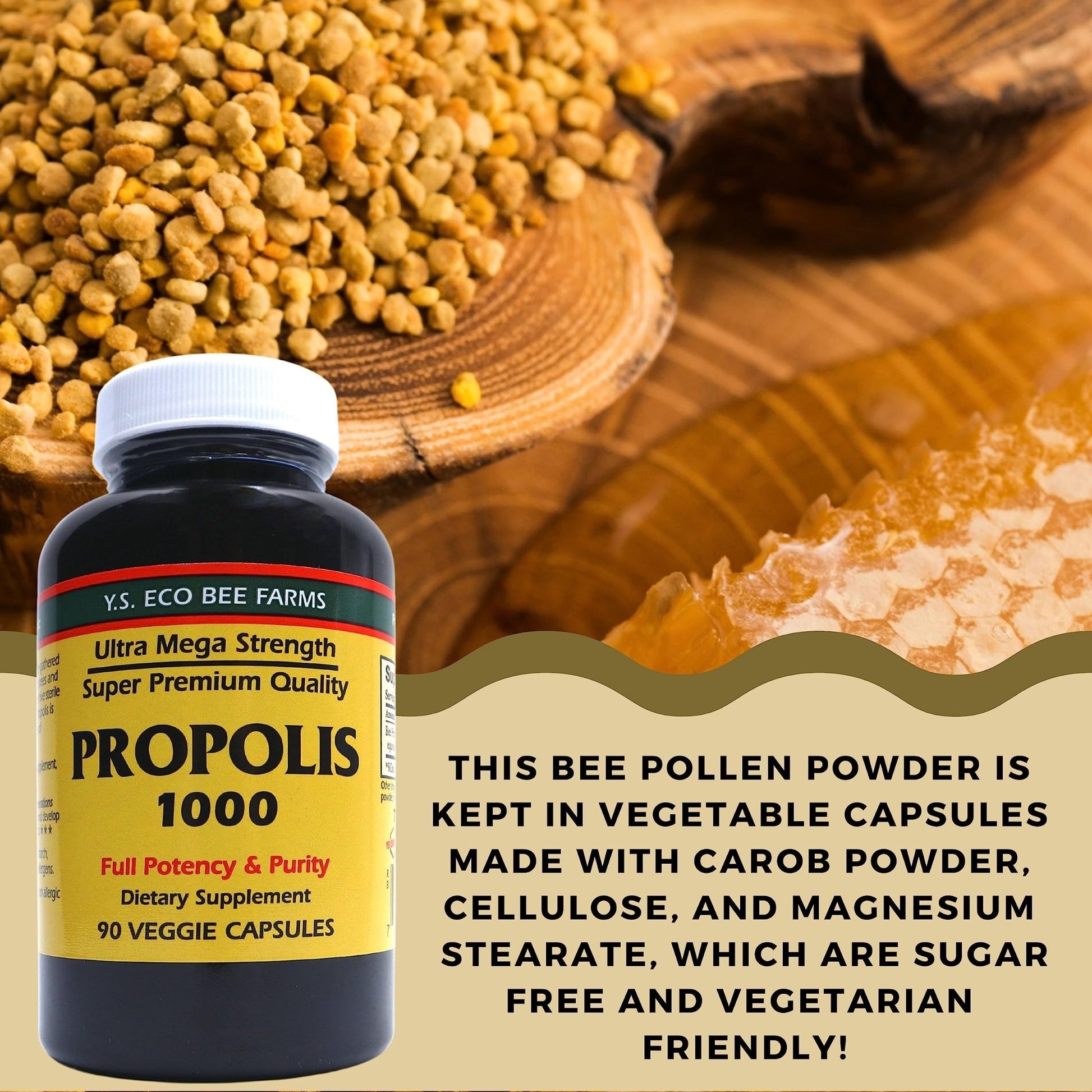 Y.S. Organic Bee Farms Propolis-Raw Unprocessed 1000mg - Your Gateway to Wellness - 90 Capsules with Bonus worldwidenutrition Multi Purpose Key Chain - dailyvitalstore