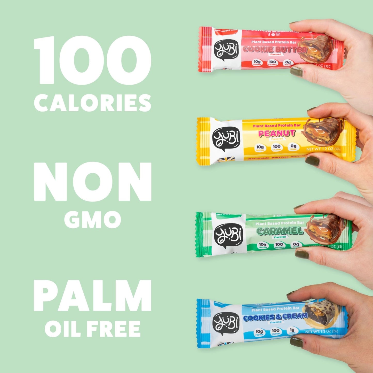 YuBi Bars - Protein Bars - 12 Bar Variety Pack - 100 Calories, 10g of Protein, Low Sugar, Low Carb, Palm Oil Free/Non-GMO, Gluten Free, Dairy Free, Healthy Snack, Non-GMO - 14.8oz (12 Pack, Variety Box) - dailyvitalstore