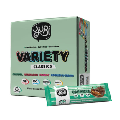 YuBi Bars - Protein Bars - 12 Bar Variety Pack - 100 Calories, 10g of Protein, Low Sugar, Low Carb, Palm Oil Free/Non-GMO, Gluten Free, Dairy Free, Healthy Snack, Non-GMO - 14.8oz (12 Pack, Variety Box) - dailyvitalstore