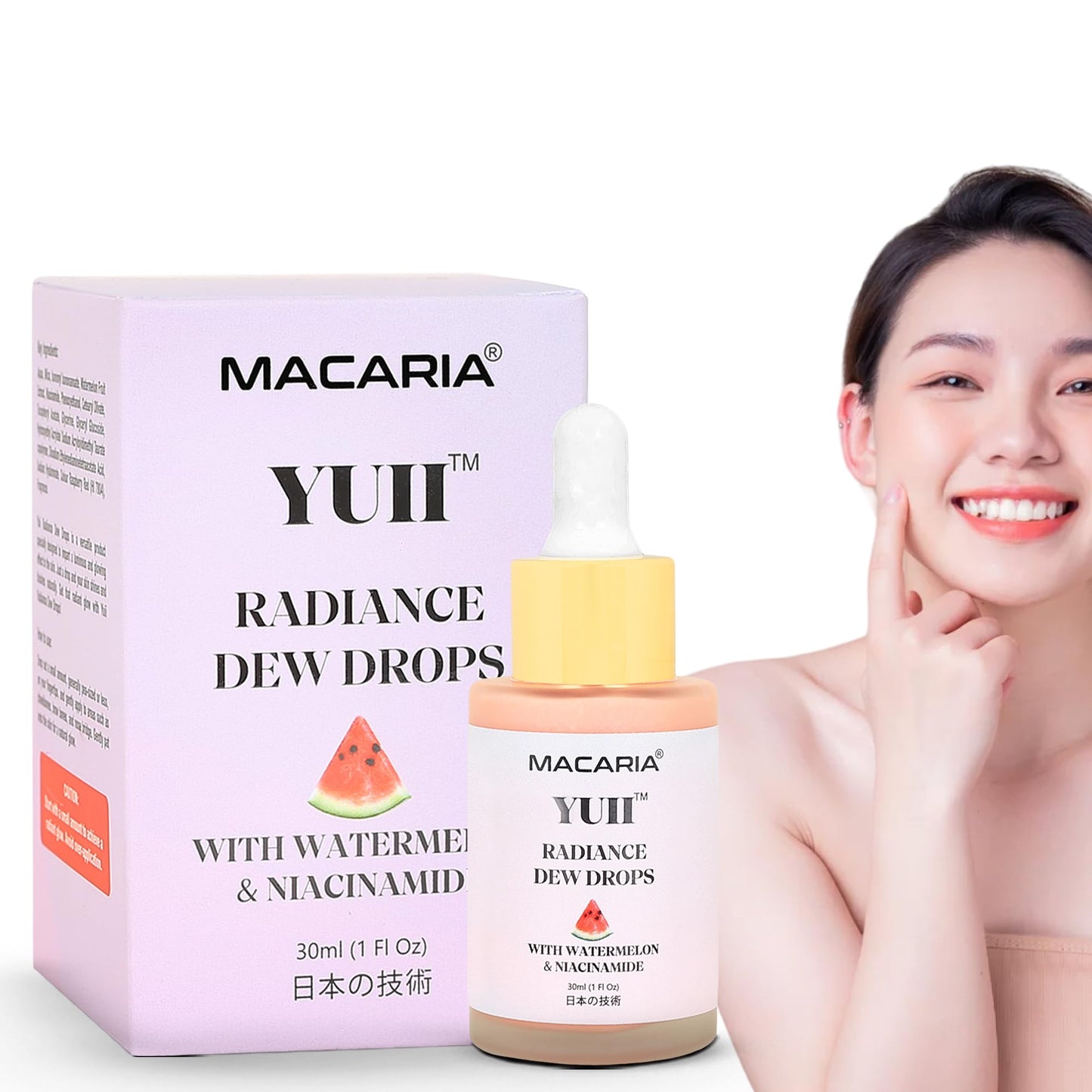 Yuii Niacinamide Serum Dew Drops - Face Moisturizer with Watermelon Fruit Extract - Glow Drops for Skincare and Makeup - Hydrating Formula for Radiant Skin - Pink Finish for Women & Girls - dailyvitalstore
