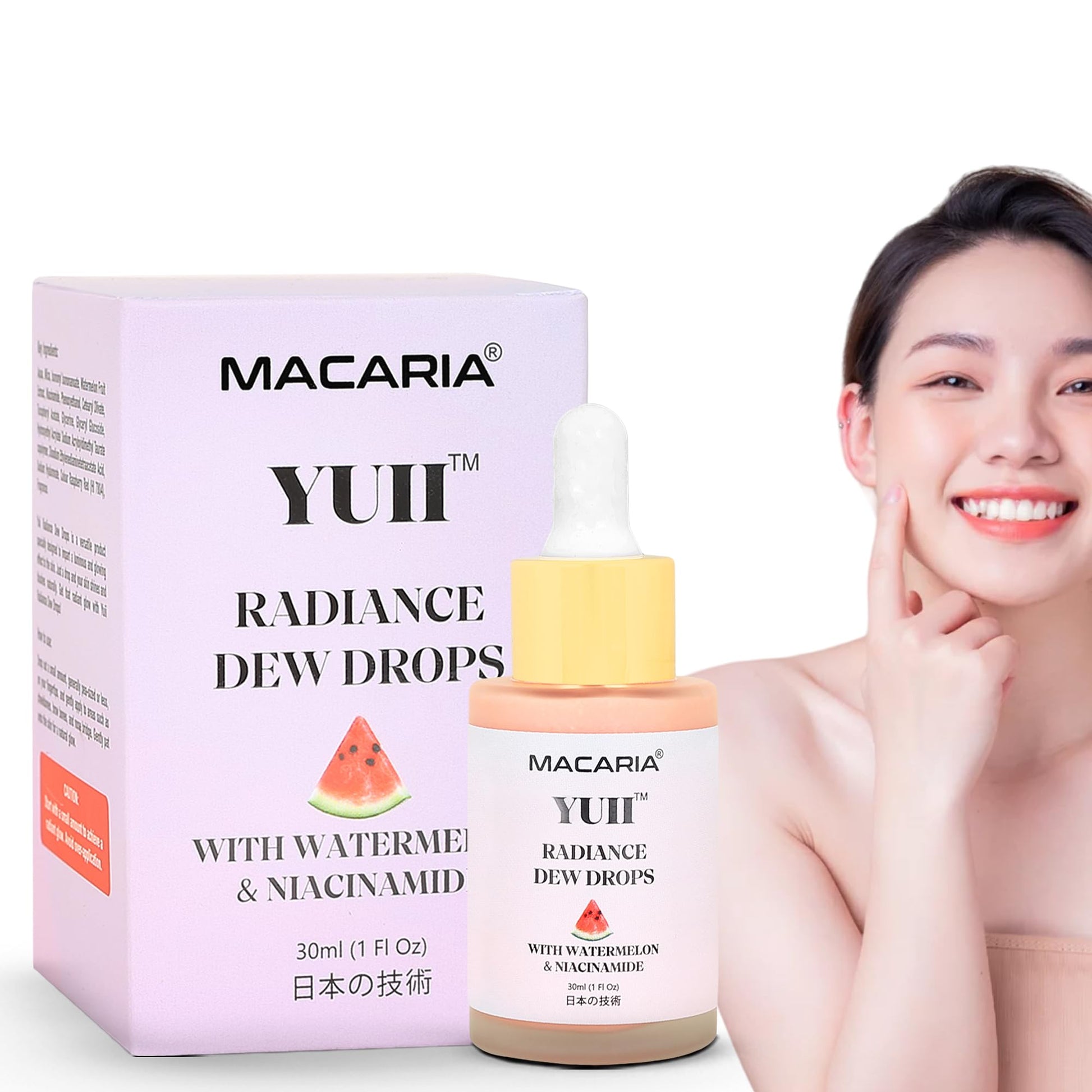 Yuii Niacinamide Serum Dew Drops - Face Moisturizer with Watermelon Fruit Extract - Glow Drops for Skincare and Makeup - Hydrating Formula for Radiant Skin - Pink Finish for Women & Girls - dailyvitalstore