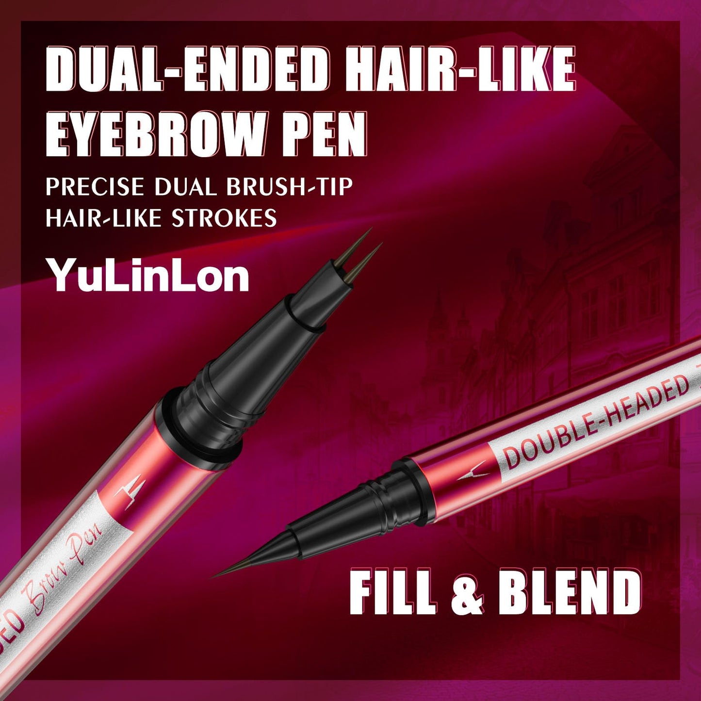 YuLinLon Double-Headed Brow Pen, Ultra-Precise Hair-Like Strokes, Long-Lasting Waterproof Makeup, Available in 5 Natural Shades (3Dark Brown) - dailyvitalstore