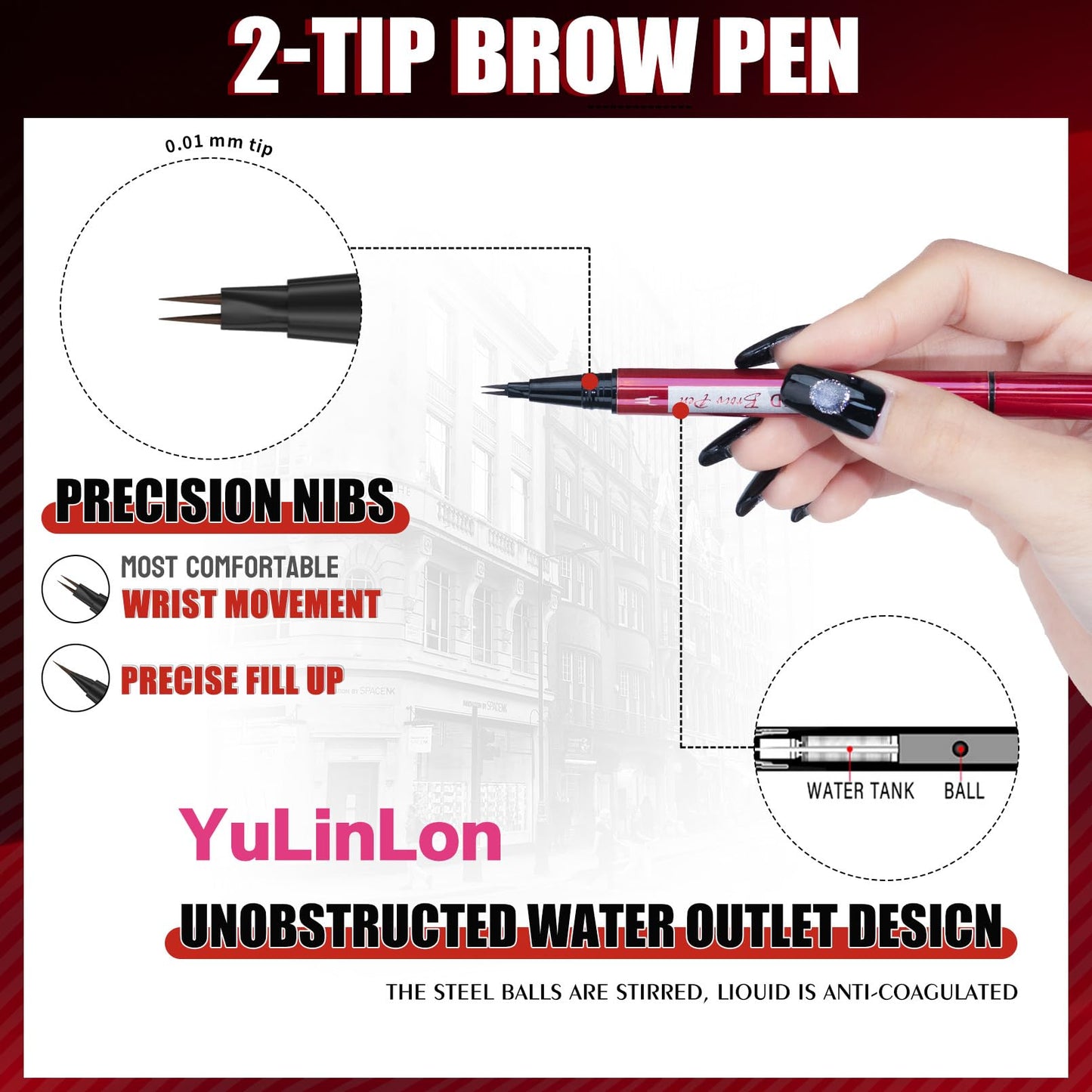 YuLinLon Double-Headed Brow Pen, Ultra-Precise Hair-Like Strokes, Long-Lasting Waterproof Makeup, Available in 5 Natural Shades (3Dark Brown) - dailyvitalstore