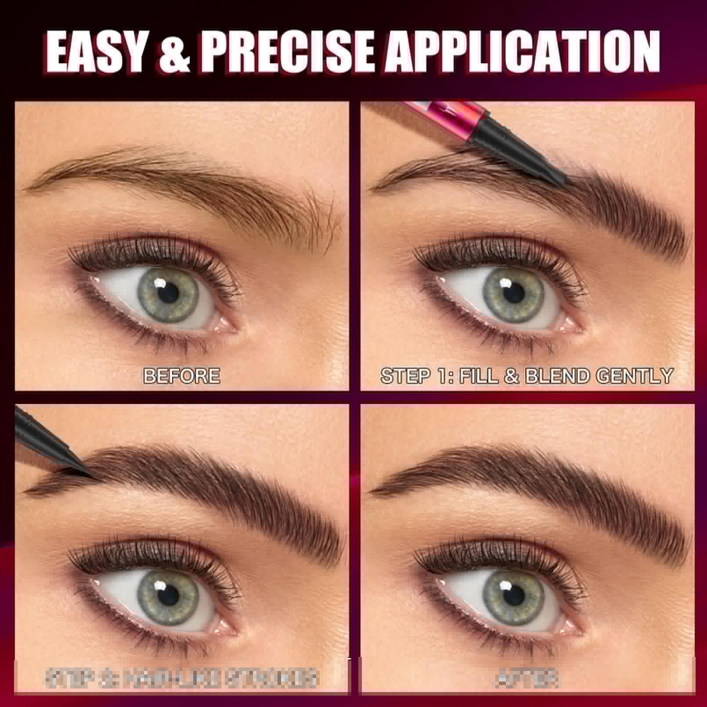 YuLinLon Double-Headed Brow Pen, Ultra-Precise Hair-Like Strokes, Long-Lasting Waterproof Makeup, Available in 5 Natural Shades (3Dark Brown) - dailyvitalstore