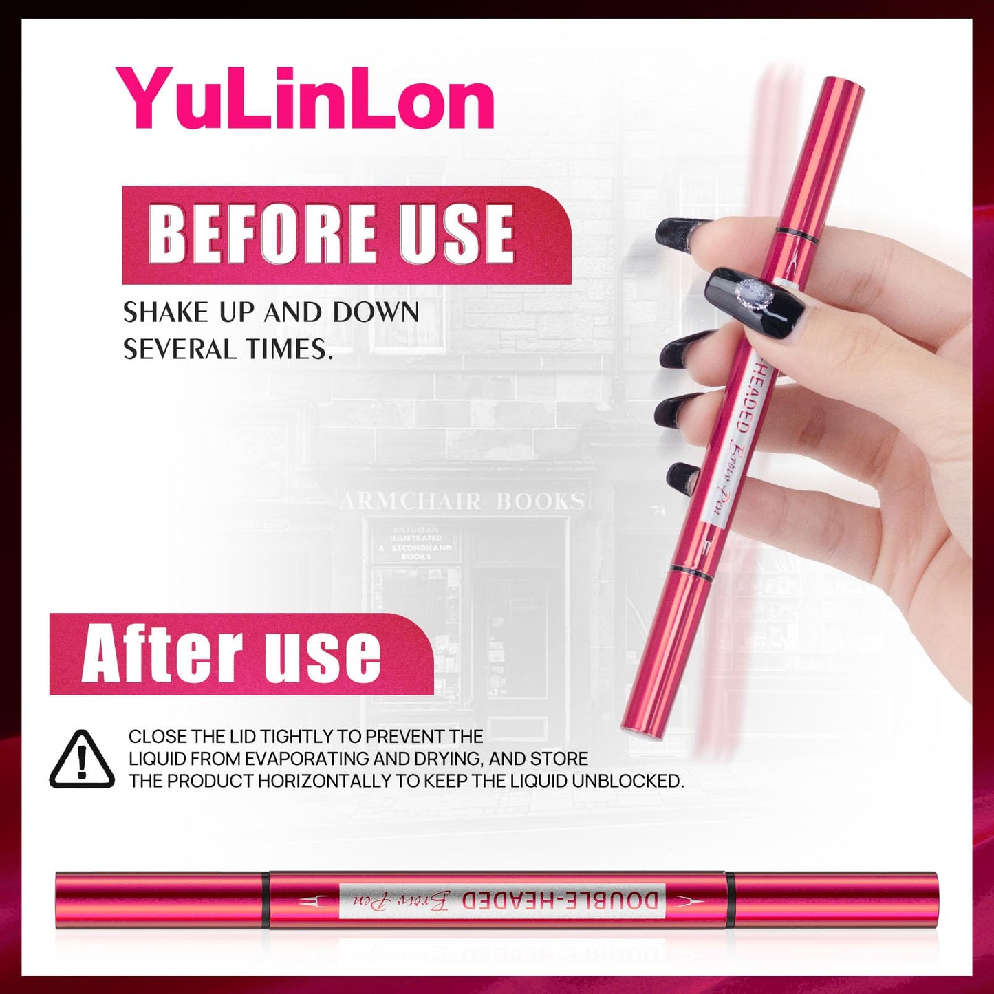 YuLinLon Double-Headed Brow Pen, Ultra-Precise Hair-Like Strokes, Long-Lasting Waterproof Makeup, Available in 5 Natural Shades (3Dark Brown) - dailyvitalstore