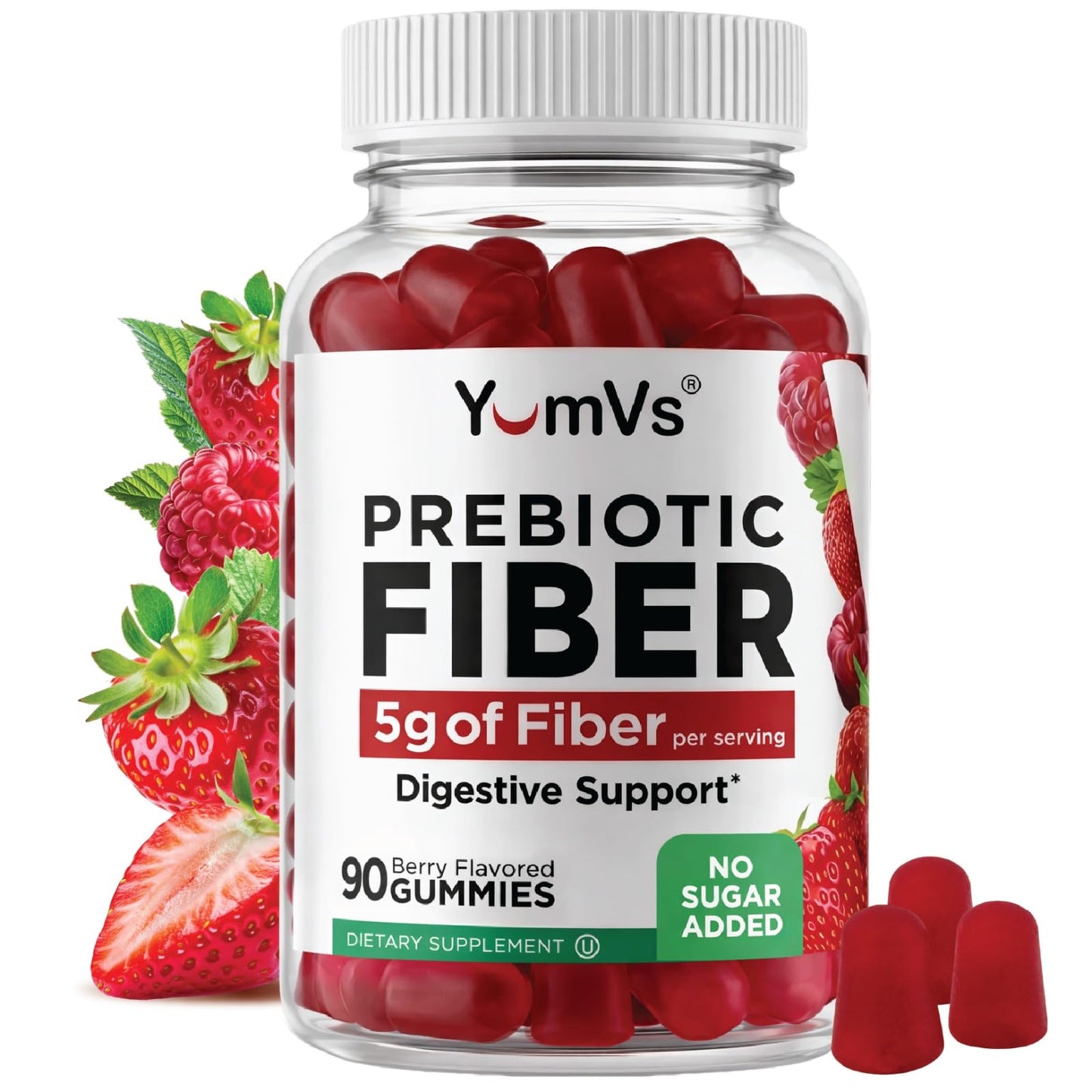 YUM-V'S - Prebiotic Fiber Gummies for Adults & Kids - 5g Digestive Aid Gummy Fiber Supplement - Keto Friendly Prebiotic Daily Fiber - dailyvitalstore
