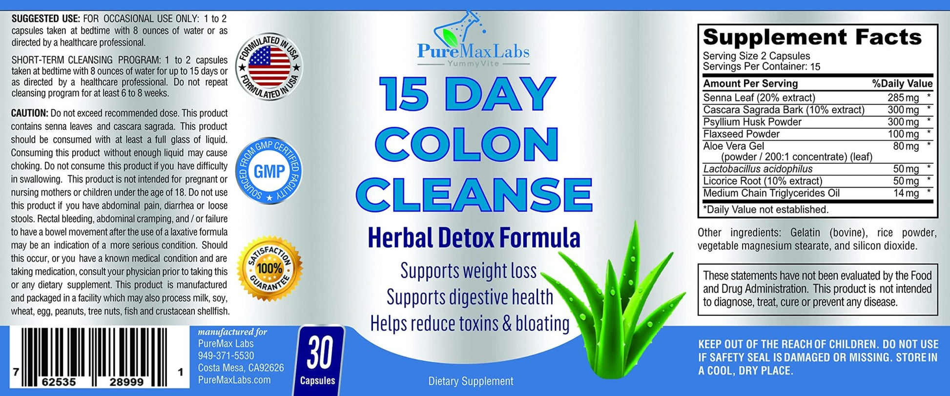 YUMMYVITE 15 Day Colon Cleanse and Detox, Herbal Detox Formula, Supports - dailyvitalstore