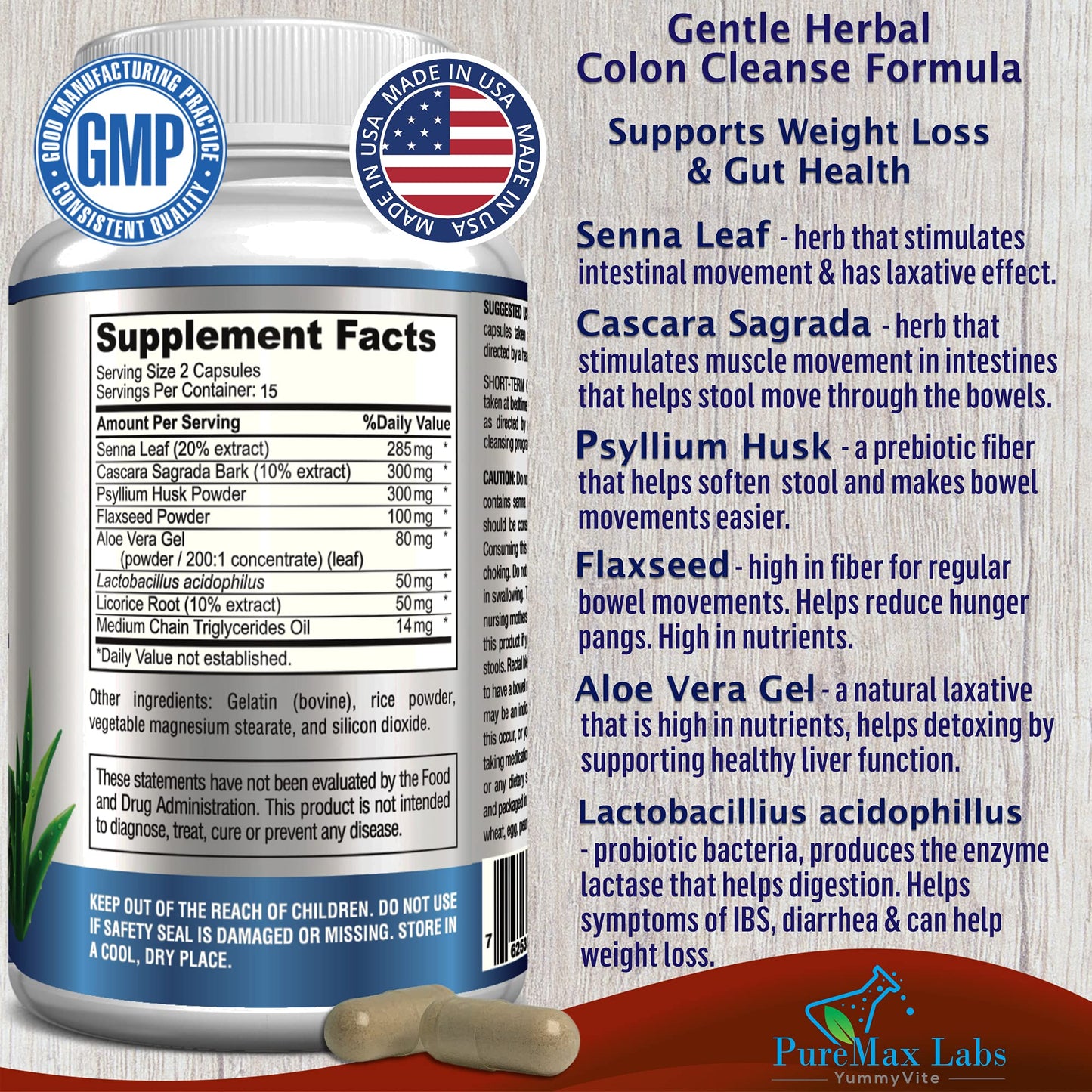YUMMYVITE 15 Day Colon Cleanse and Detox, Herbal Detox Formula, Supports - dailyvitalstore