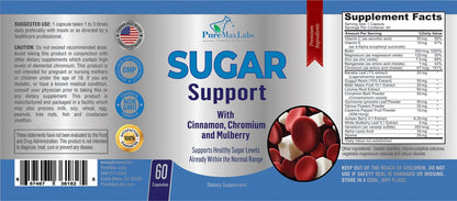 YUMMYVITE Sugar Support Supplement with Cinnamon, Chromium, Mulberry, Alpha Lipoic Acid - 20 Herbs & Vitamins - Non-GMO, 60 Capsules - dailyvitalstore