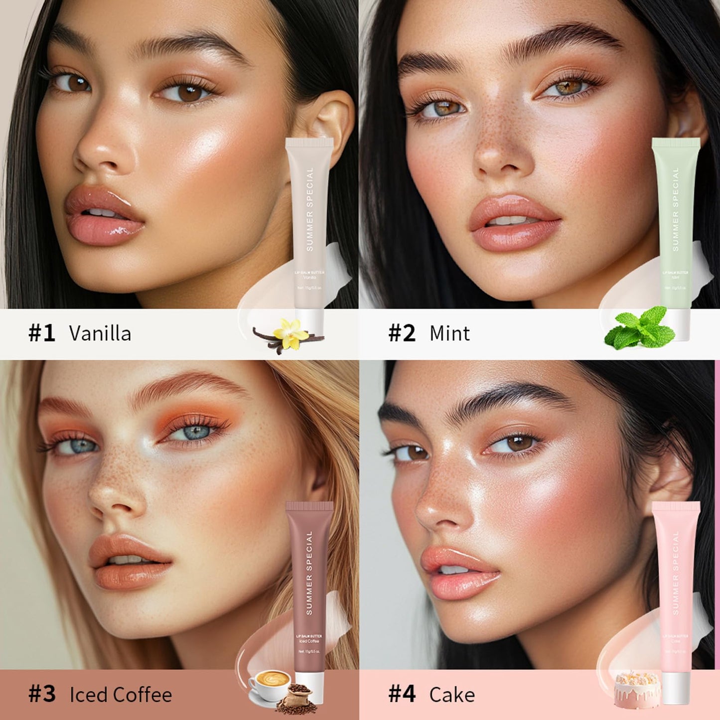 YumSova 4PCS Summer Lip Gloss Lipstick, Containing Natural Oils And Fruit Extracts, Can Soothe And Soften Dry Lips, Keep Moisture For A Long Time, And Is Not Sticky (4PCS) - dailyvitalstore