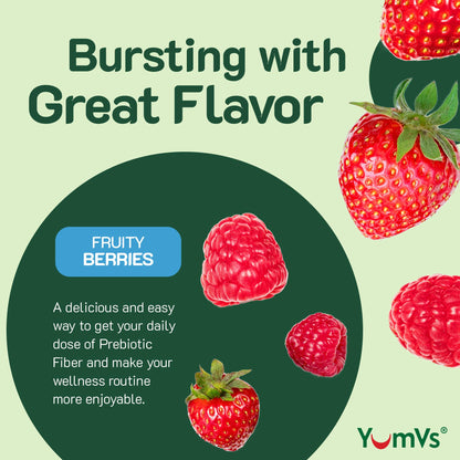 YumVs Sugar Free Prebiotic Fiber Gummies for Adults and Kids - Berry Flavor - Kosher Halal 4g High Fiber Supplement for Women and Men - dailyvitalstore