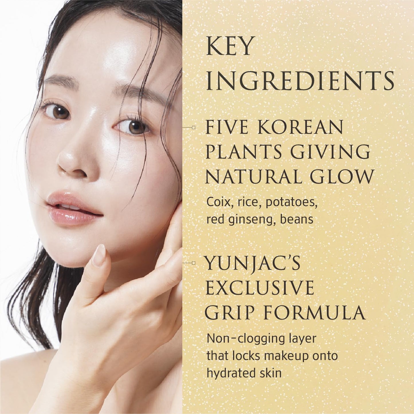 YUNJAC Base Prep Korean Primer (1.35 fl oz) – Silicone-Free Grip Makeup Base, Serum Texture for Radiant Skin, Long-Lasting Glow with Rice Ferment, Ceramide, Niacinamide, Squalane - dailyvitalstore