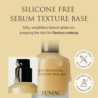 YUNJAC Base Prep Korean Primer (1.35 fl oz) – Silicone-Free Grip Makeup Base, Serum Texture for Radiant Skin, Long-Lasting Glow with Rice Ferment, Ceramide, Niacinamide, Squalane - dailyvitalstore