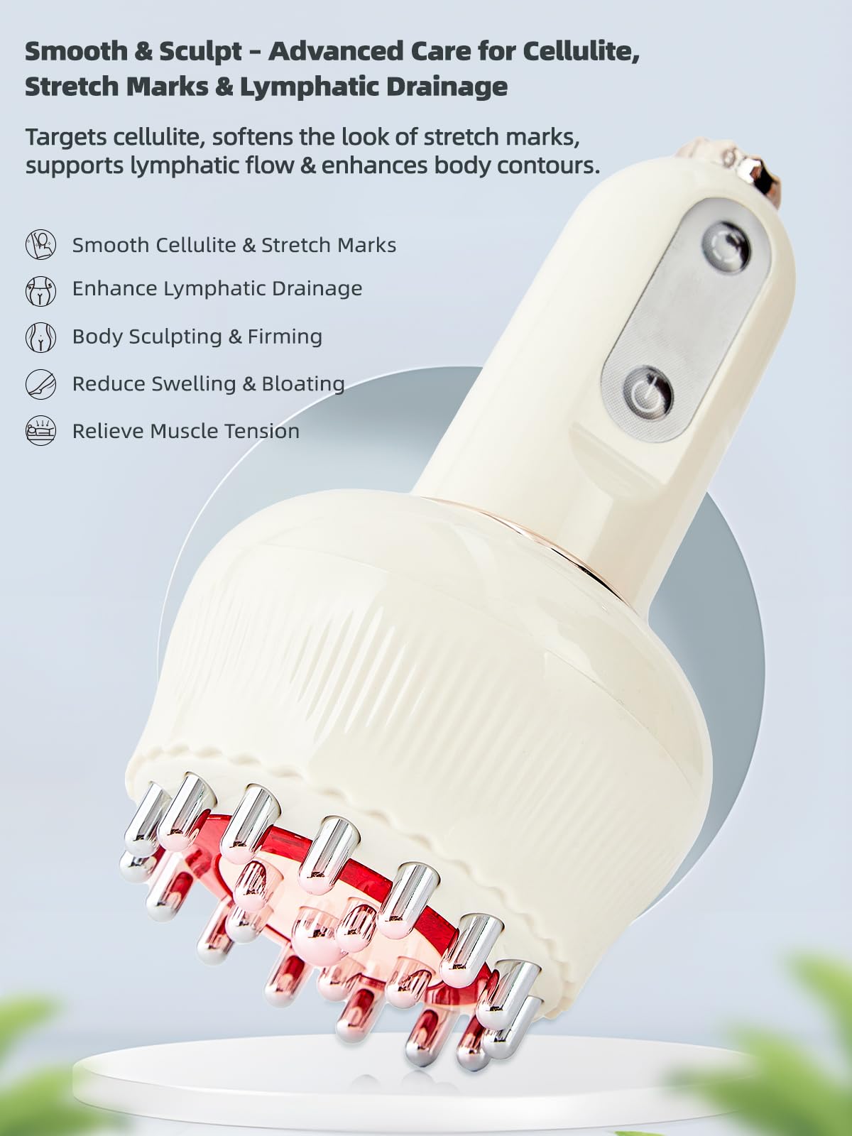 Yuonry Lymphatic Drainage Massager & Anti Cellulite Massage Tool, Helps Reduce Stretch Marks & Cellulite, for Legs, Arms & Belly, Body Sculpting Machine with Microcurrent, Light, Heat & Vibration - dailyvitalstore
