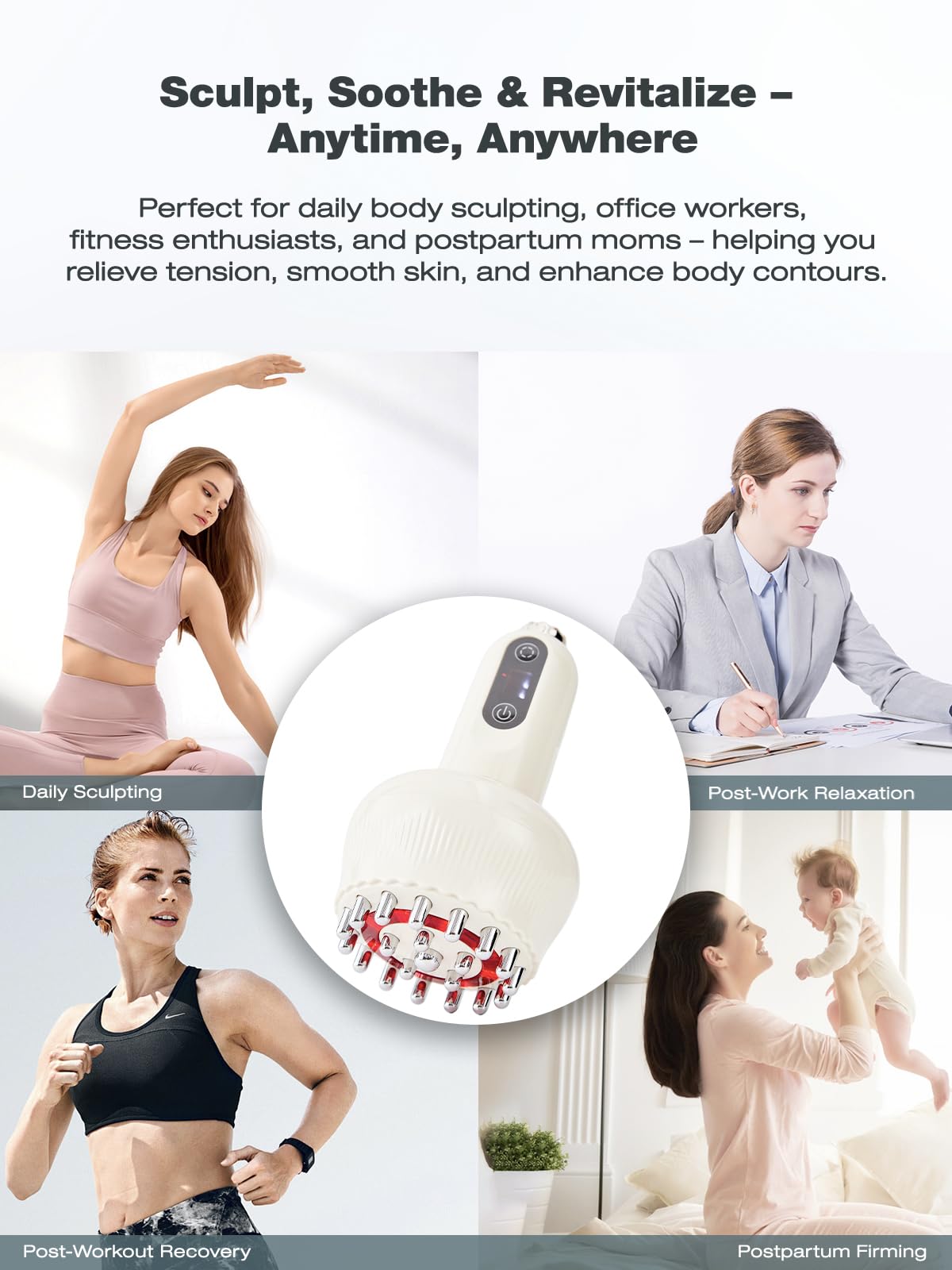 Yuonry Lymphatic Drainage Massager & Anti Cellulite Massage Tool, Helps Reduce Stretch Marks & Cellulite, for Legs, Arms & Belly, Body Sculpting Machine with Microcurrent, Light, Heat & Vibration - dailyvitalstore