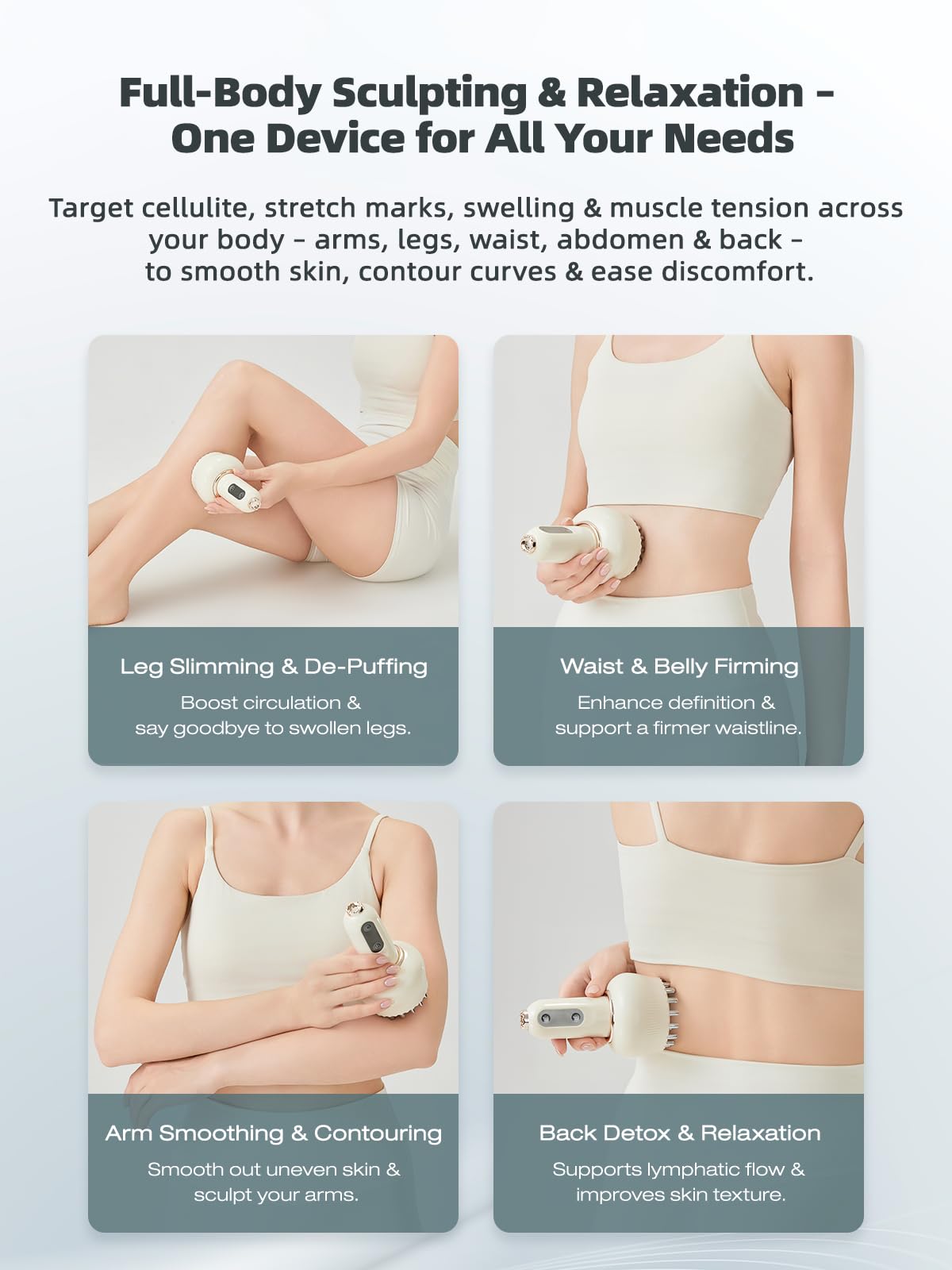 Yuonry Lymphatic Drainage Massager & Anti Cellulite Massage Tool, Helps Reduce Stretch Marks & Cellulite, for Legs, Arms & Belly, Body Sculpting Machine with Microcurrent, Light, Heat & Vibration - dailyvitalstore