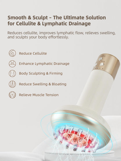 Yuonry Lymphatic Drainage Massager & Anti Cellulite Massage Tool, Reduce Stretch Marks & Cellulite, for Legs, Arms & Belly, Body Sculpting Machine with Microcurrent, Light, Heat & Vibration,White - dailyvitalstore