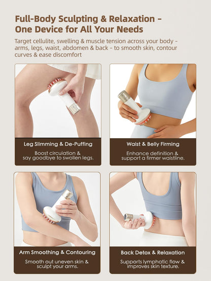 Yuonry Lymphatic Drainage Massager & Anti Cellulite Massage Tool, Reduce Stretch Marks & Cellulite, for Legs, Arms & Belly, Body Sculpting Machine with Microcurrent, Light, Heat & Vibration,White - dailyvitalstore