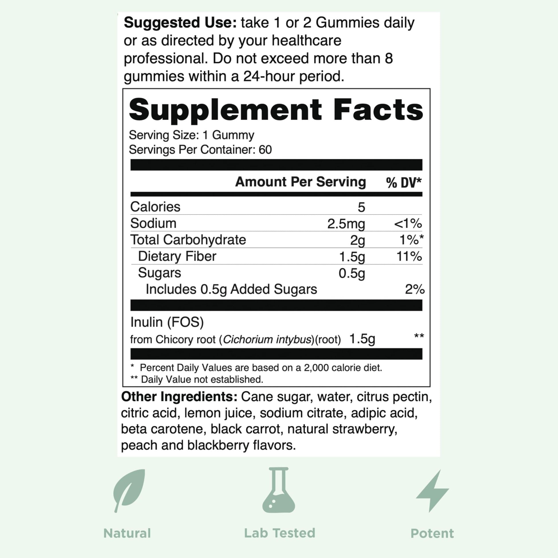 Yuve Prebiotic Fiber Gummies - Delicious - 3g Soluble Fiber Supplement - Supports Digestive Health & Regularity - Vegan & Gluten-Free Fiber Gummies for Adults & Kids - dailyvitalstore