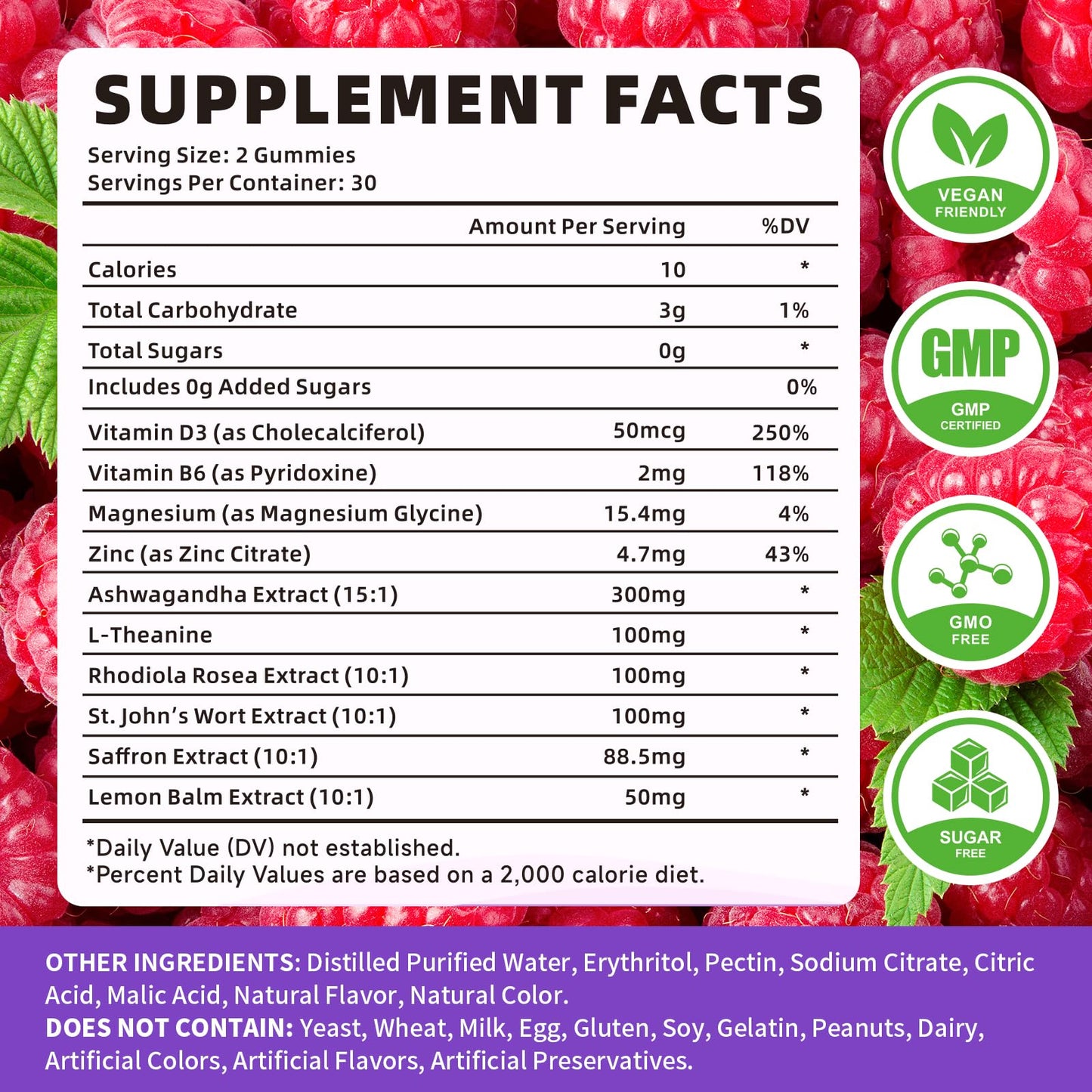 YXSW Saffron Gummies, Saffron Supplements for Kids & Adults with Ashwagandha, L-Theanine, Lemon Balm, Vitamin D3, B6, Magnesium & Zinc - Support Focus, Relaxation, Raspberry Flavor, 120 Count - dailyvitalstore
