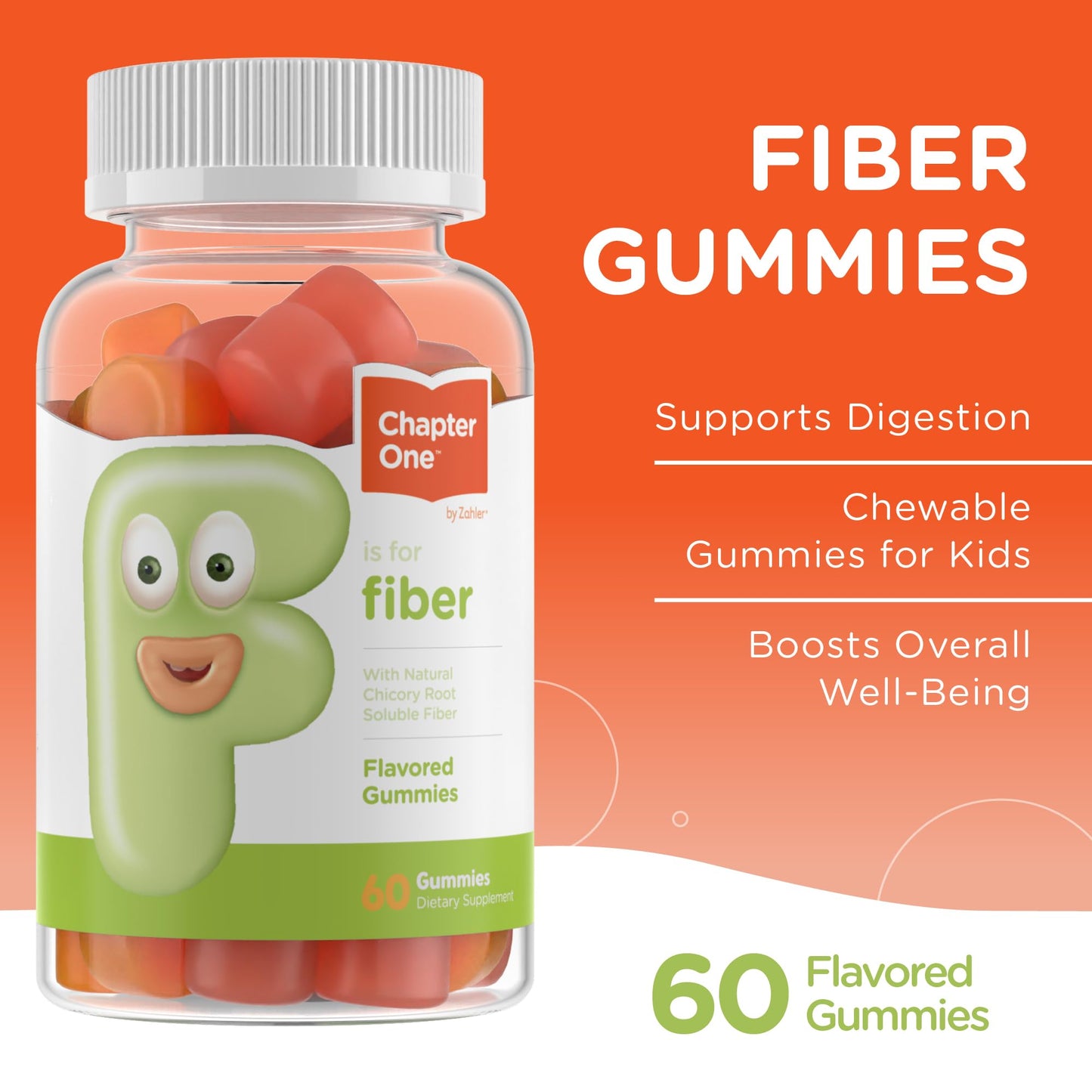 Zahler Chapter One Fiber Gummies - Soluble Fiber for Digestive Health Support - Flavored Gummies for Kids - Natural Chicory Root - Kosher, Dairy-Free, - dailyvitalstore