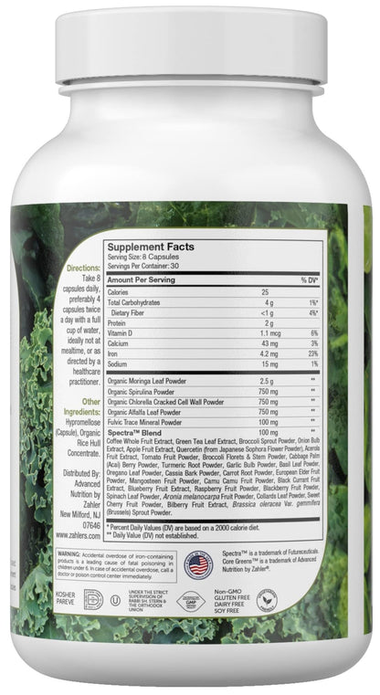 Zahler Core Greens, Superfood Greens Capsules, Super Greens with Spirulina, Chlorella, Spectra Blend and More, Kosher, 240 Capsule (240 Capsules) - dailyvitalstore