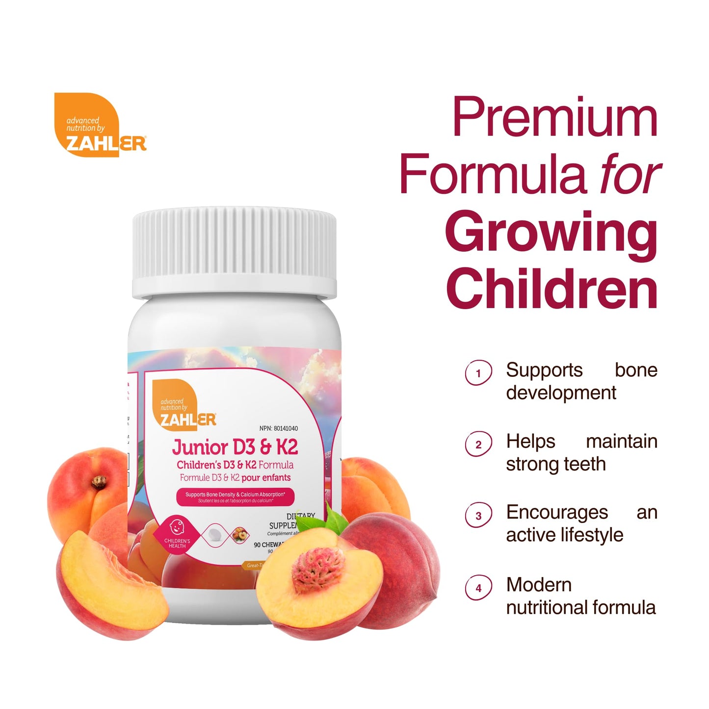 Zahler - Junior Vitamin D3 + K2 Chewable Tablets for Kids| Vitamin D for Kids 2000 IU | Delicious Vitamin D K2 Chews to Support Healthy Bones & Teeth - dailyvitalstore