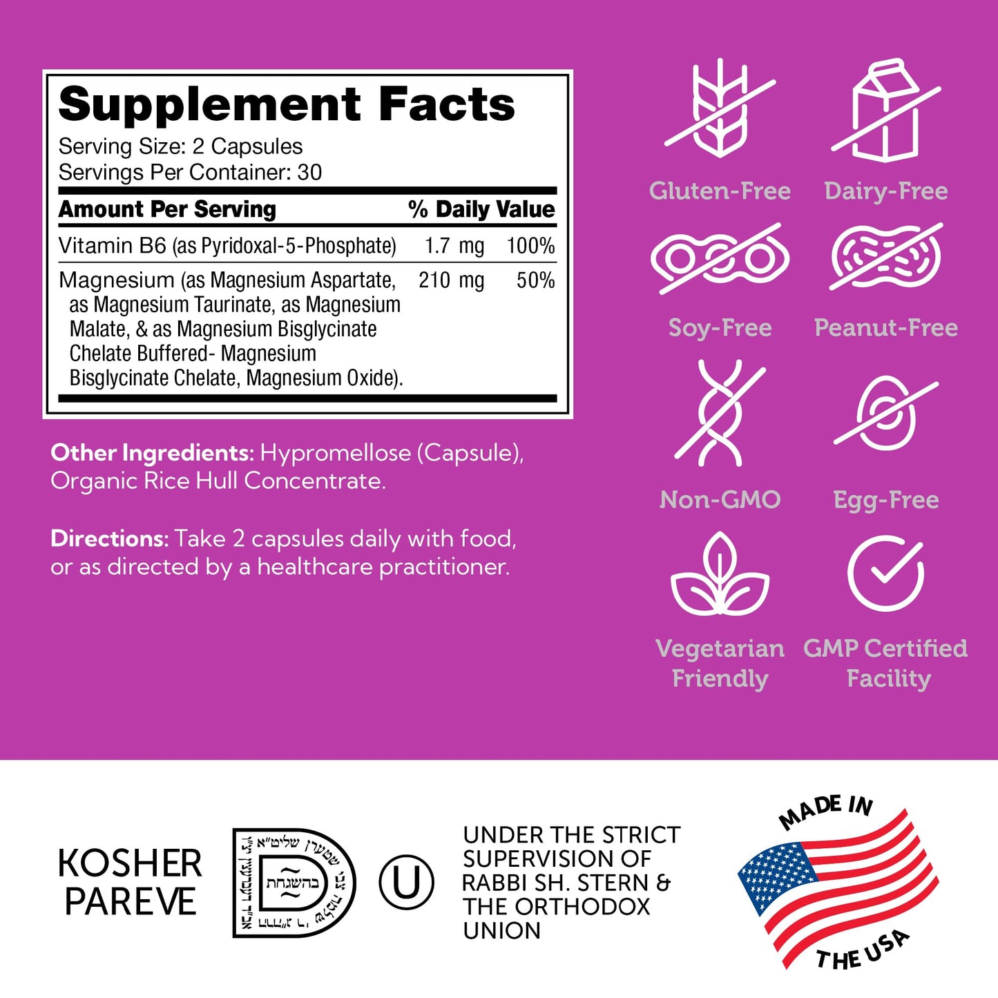 Zahler Magnesium Complex Supplement - Multi Magnesium Supplement Blend with Magnesium Glycinate, Malate, Aspartate, Taurinate and Oxide Plus Vitamin B6 - Bone Nerve Heart & Muscle Health (60 Capsules) - dailyvitalstore