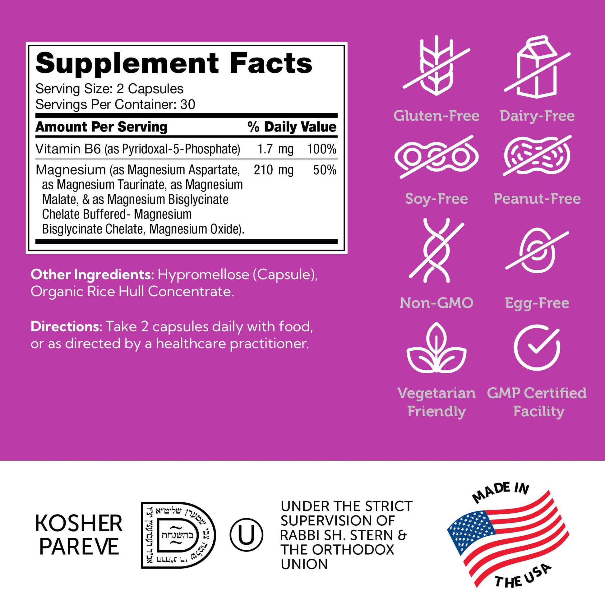 Zahler Magnesium Complex Supplement - Multi Magnesium Supplement Blend with Magnesium Glycinate, Malate, Aspartate, Taurinate and Oxide Plus Vitamin B6 - Bone Nerve Heart & Muscle Health (60 Capsules) - dailyvitalstore