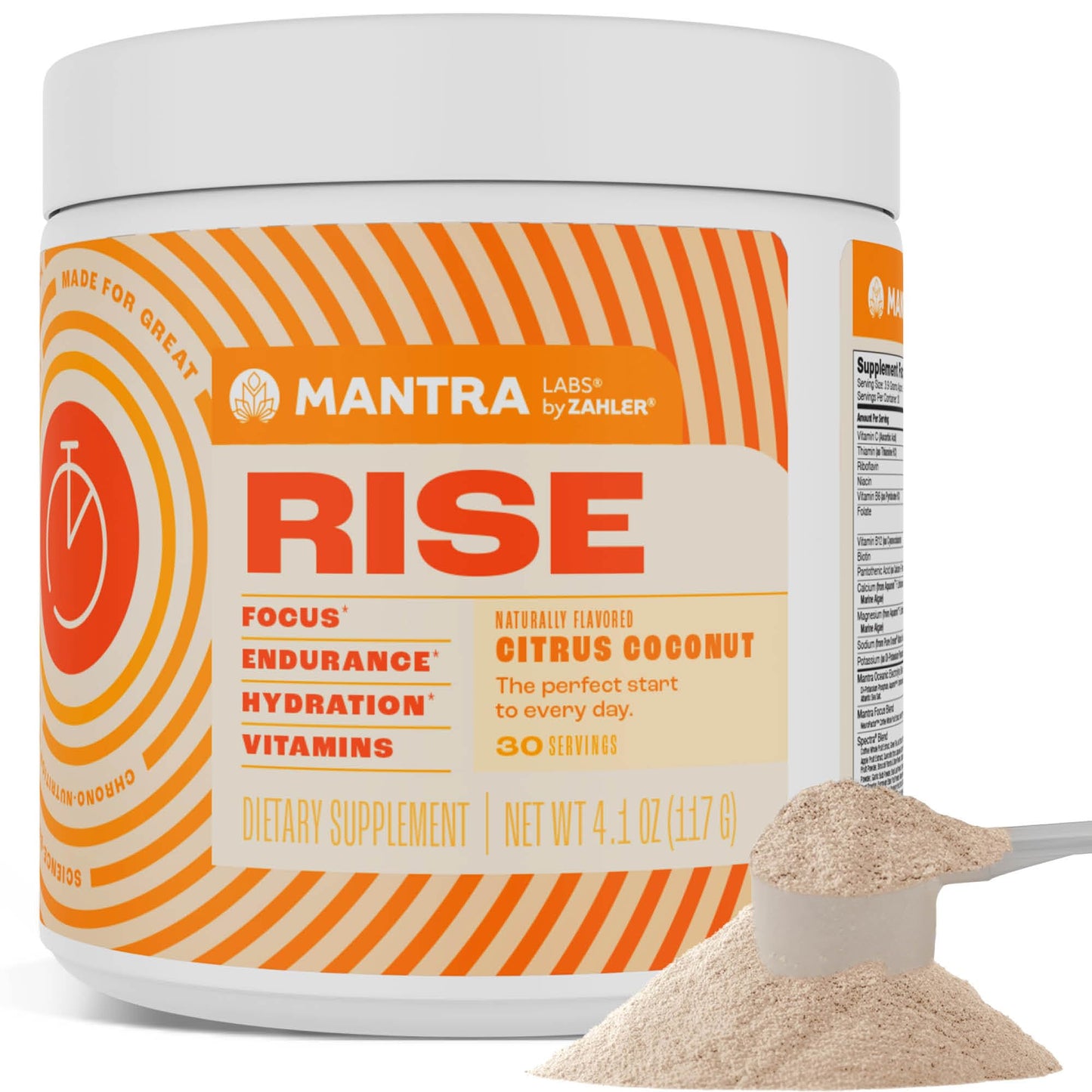 Zahler Mantra Rise, The Energy and Focus Supplement, Citrus Coconut Flavored, 30 Servings. - dailyvitalstore