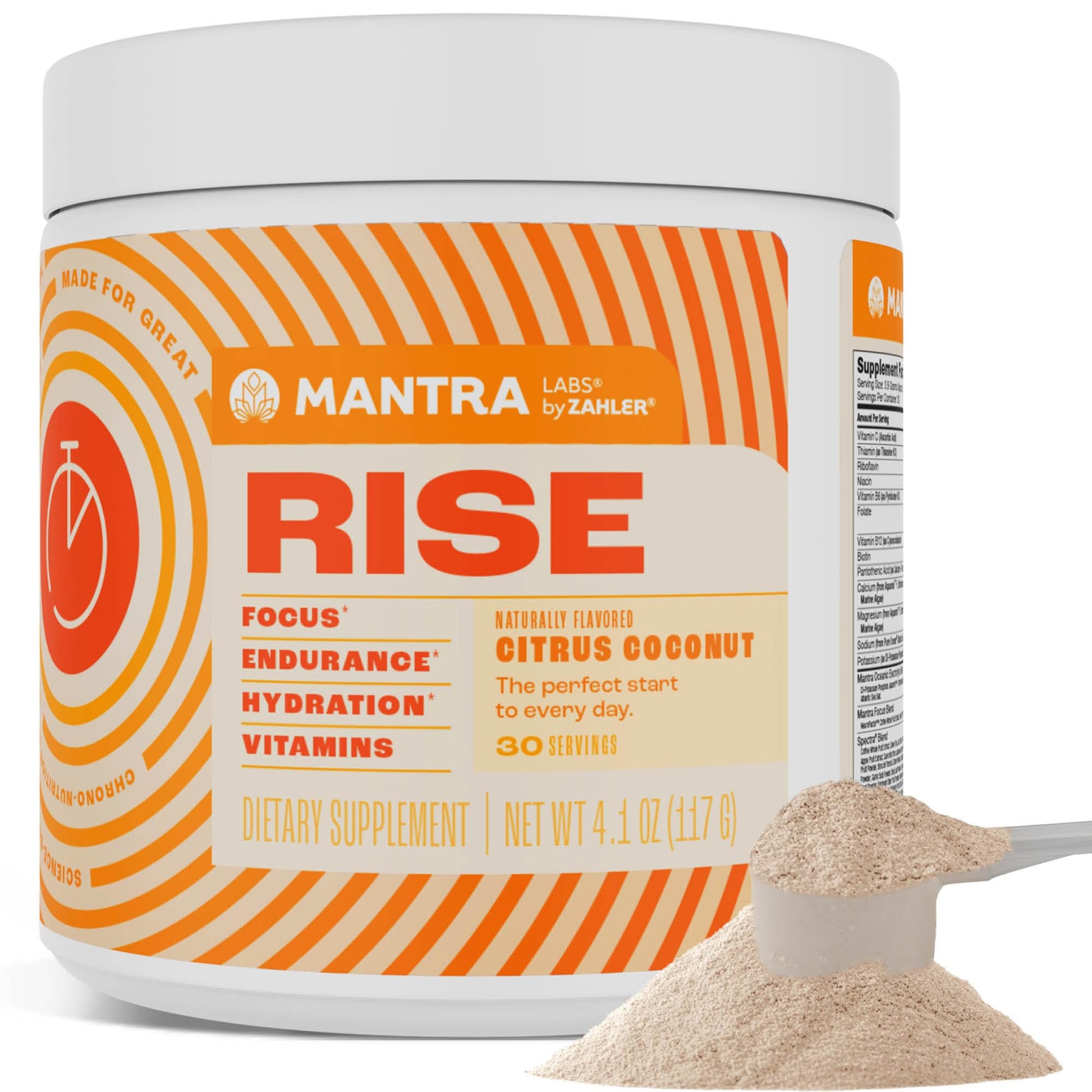Zahler Mantra Rise, The Energy and Focus Supplement, Citrus Coconut Flavored, 30 Servings. - dailyvitalstore