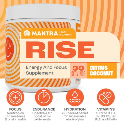 Zahler Mantra Rise, The Energy and Focus Supplement, Citrus Coconut Flavored, 30 Servings. - dailyvitalstore