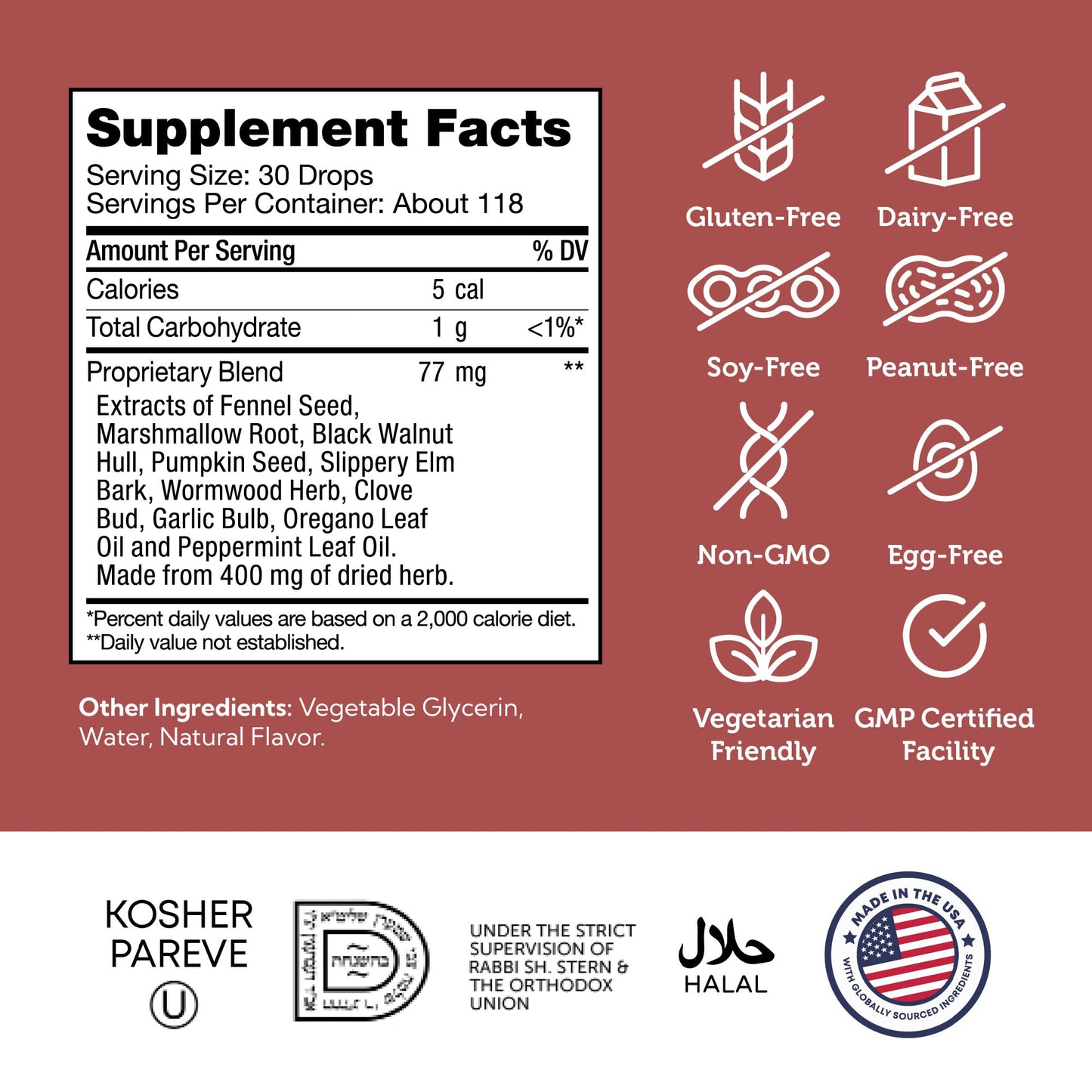 Zahler - ParaGuard Liquid Drops - Gut Health Supplement - Formula has Wormwood, Garlic Bulb, Pumpkin Seed, Clove & More - Natural Support for Humans - dailyvitalstore