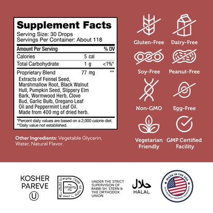 Zahler - ParaGuard Liquid Drops - Gut Health Supplement - Formula has Wormwood, Garlic Bulb, Pumpkin Seed, Clove & More - Natural Support for Humans - dailyvitalstore