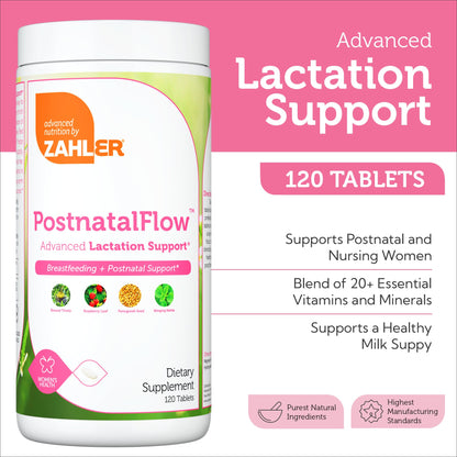 Zahler Postnatal Flow for Advanced Lactation Support, Breastfeeding + Postnatal Support, 120 Tablets. - dailyvitalstore