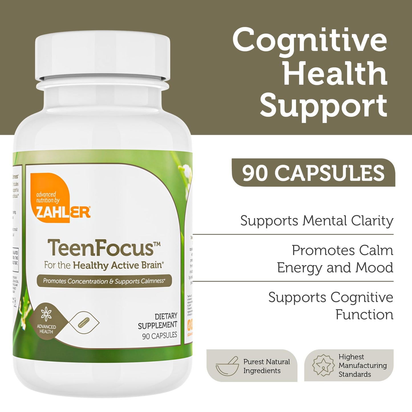 Zahler TeenFocus, Advanced Formula for Improved Focus & Concentration, Certified Kosher, 90 Capsules - dailyvitalstore
